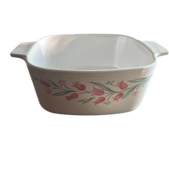 Vintage Corning Ware USA A-1 1/2-B Casserole Dish 1.5L Rosemarie Pink Tulips - Picture 1 of 7